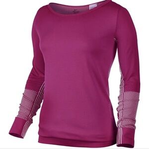 Nike Dri-Fit Epic Knit Crew Seamless Long Sleeve Training Top in Plum Size Small